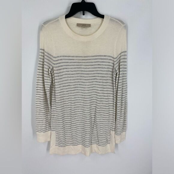 LOFT Women’s Crew Neck Long Sleeve Color Block Striped Sweater Size S - Picture 1 of 6